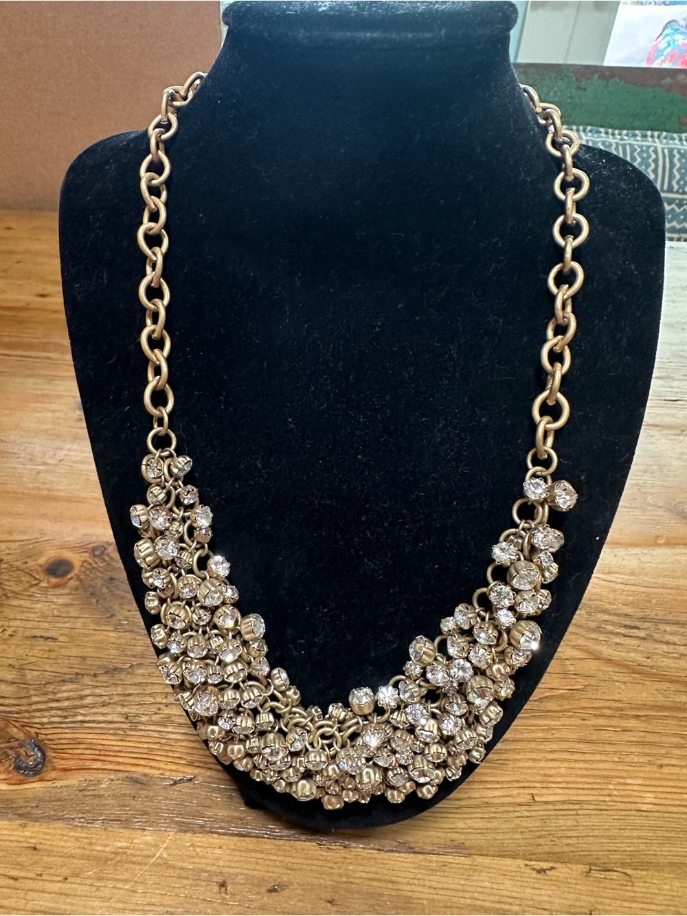 Gold Crystal Cluster Statement Necklace - Women Jewelry